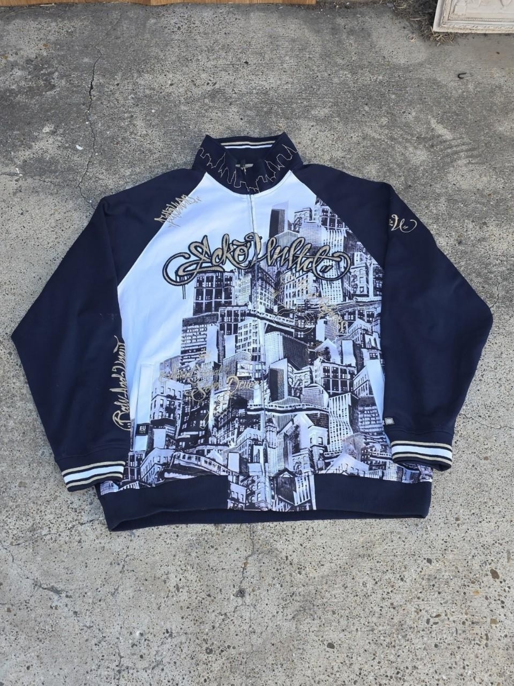 Vintage Y2K Ecko Unltd Embroidered Graffiti Zip Up Jacket Size XXL
